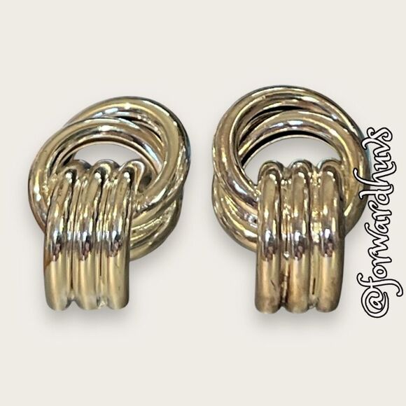 Vintage Silver-Tone Knot Clip-On Earrings - Picture 4 of 6
